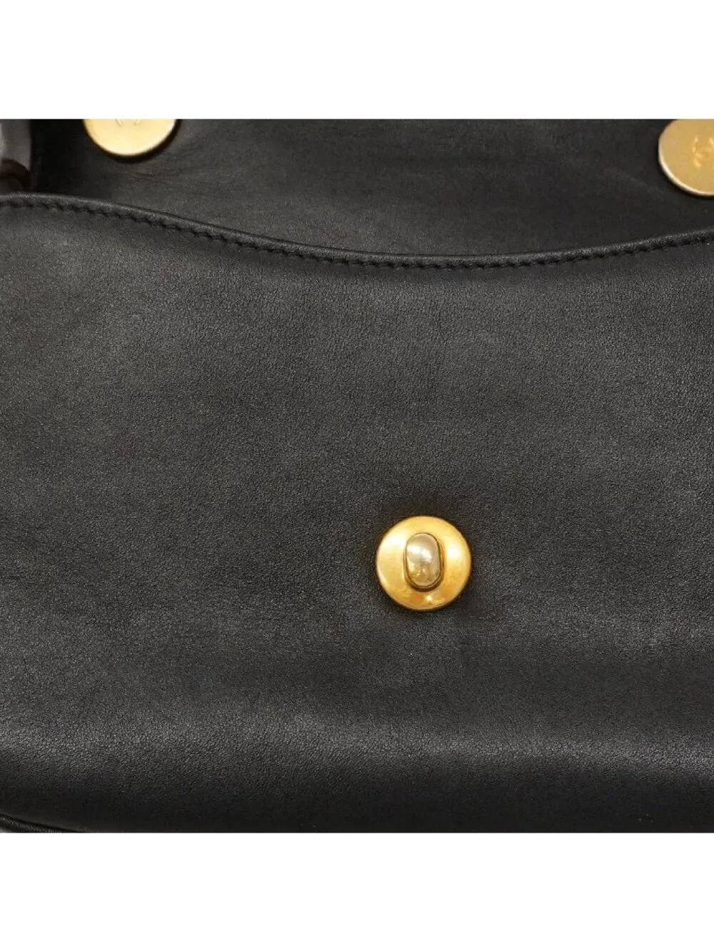 Chanel Shoulder Bag Quilted Leather Black Gold